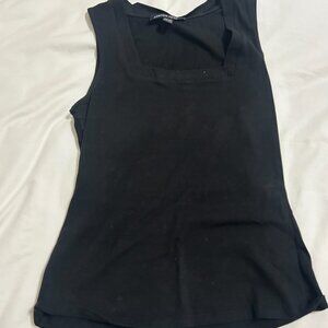 Boston Proper Square Neck Black Tank Top